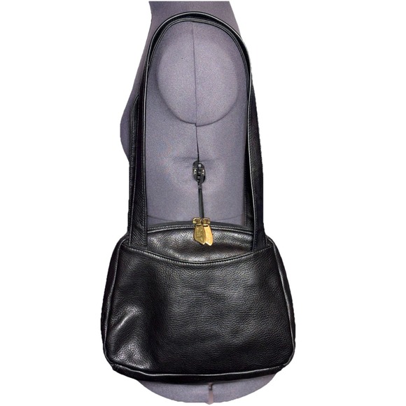 Libaire Handbags - Vintage 90s Black Leather Shoulder Bag Minimalist Quiet Luxury Libaire